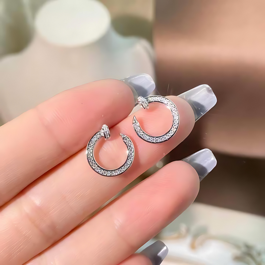 Elegant Silver Pavé Hoop Earrings – Timeless Sparkle for Any Occasion