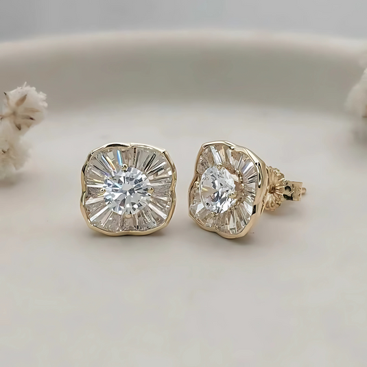 Elegant Silver Pave Hoop Earrings - Elegant Rose Gold-Plated Crystal Stud Earrings