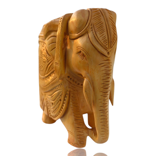 Kadam Wood Elephant Statue – Down Trunk, Vastu Lucky Home Décor