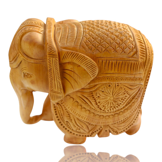 Kadam Wood Elephant Statue – Down Trunk, Vastu Lucky Home Décor