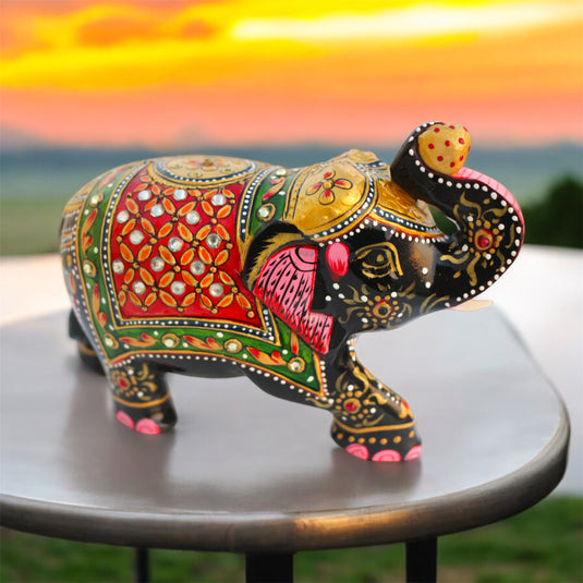 Black & Red Elephant Figurine – Home, Office, Pooja & Gift Décor