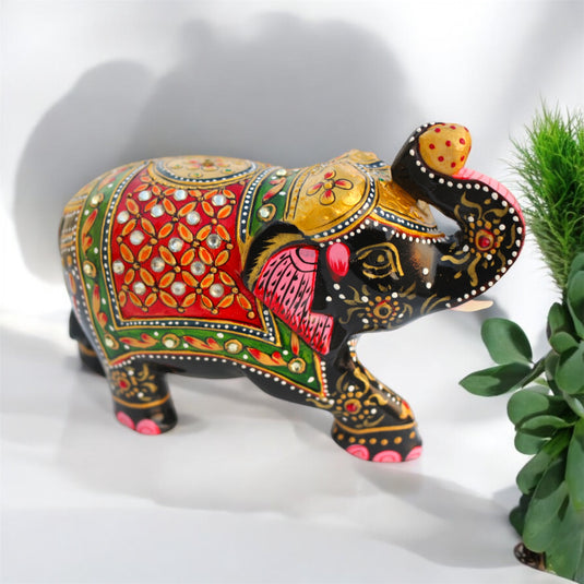 Black & Red Elephant Figurine – Home, Office, Pooja & Gift Décor