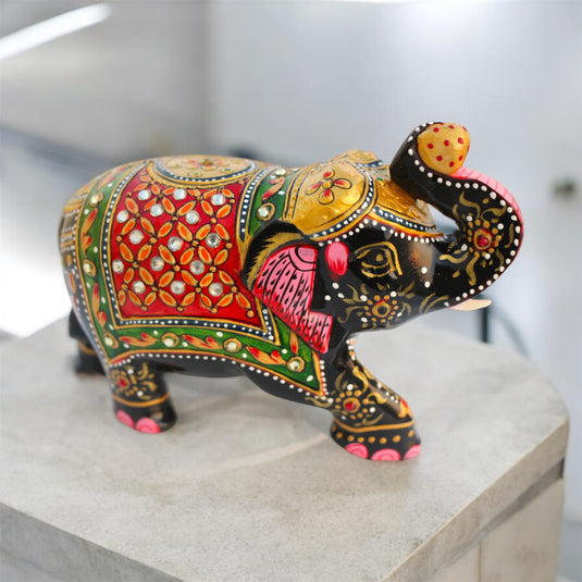Black & Red Elephant Figurine – Home, Office, Pooja & Gift Décor