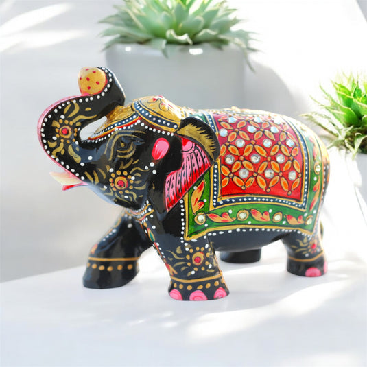 Black & Red Elephant Figurine – Home, Office, Pooja & Gift Décor