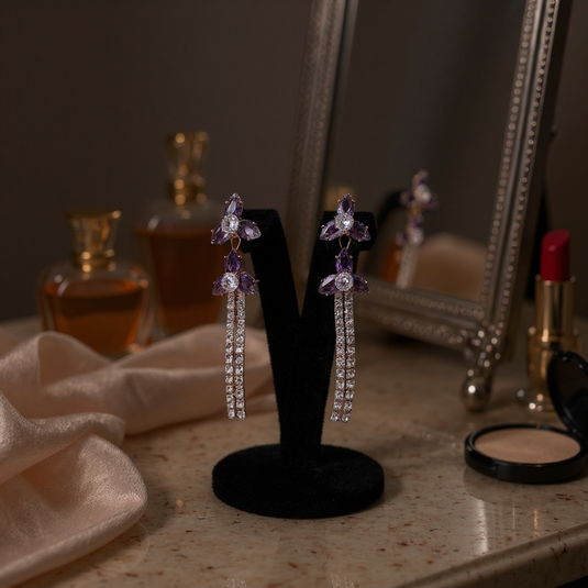 🌸 Luxury Floral Crystal Drop Earrings