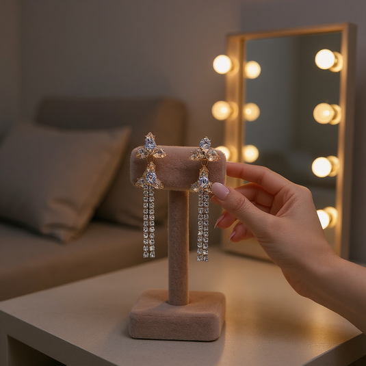 🌸 Luxury Floral Crystal Drop Earrings