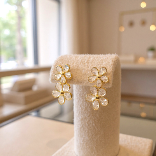 Crystal Flower Drop Earrings 🌸✨ Elegant Sparkle