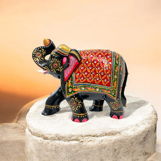 Black & Red Elephant Figurine – Home, Office, Pooja & Gift Décor