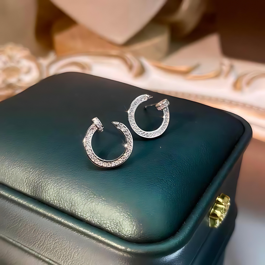 Elegant Silver Pavé Hoop Earrings – Timeless Sparkle for Any Occasion