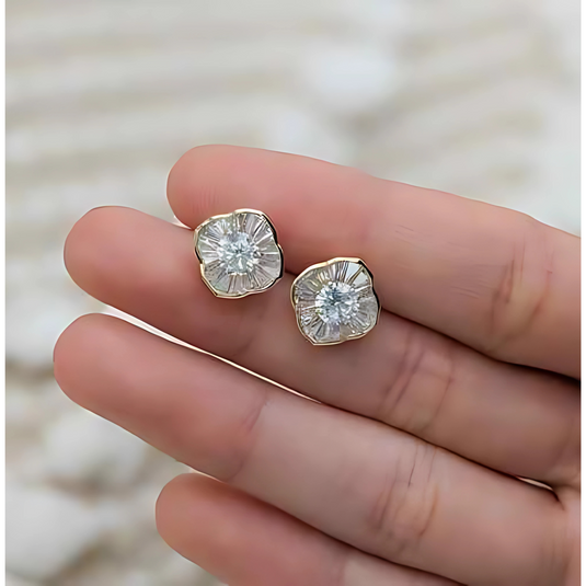 Elegant Silver Pave Hoop Earrings - Elegant Rose Gold-Plated Crystal Stud Earrings