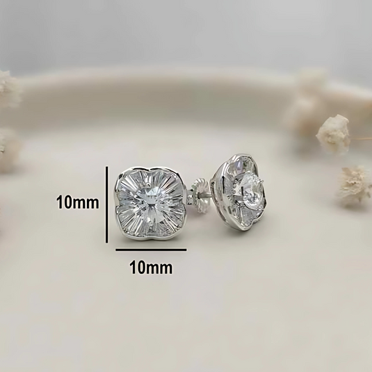 Elegant Silver Pave Hoop Earrings - Elegant Rose Gold-Plated Crystal Stud Earrings