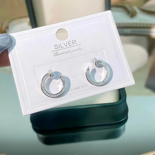 Elegant Silver Pavé Hoop Earrings – Timeless Sparkle for Any Occasion