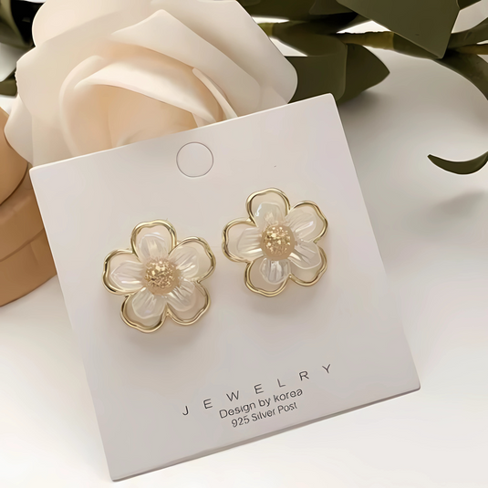 Delicate White Flower Stud Earrings