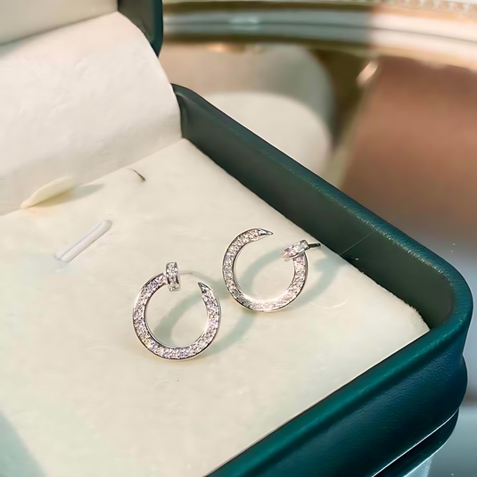 Elegant Silver Pavé Hoop Earrings – Timeless Sparkle for Any Occasion