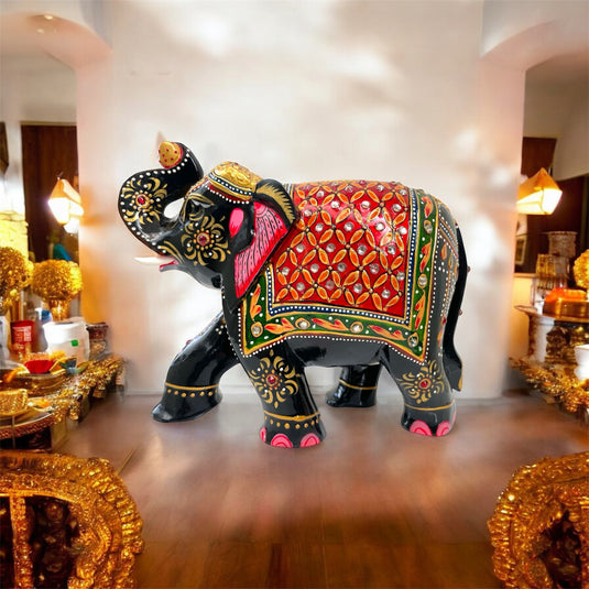 Black & Red Elephant Figurine – Home, Office, Pooja & Gift Décor
