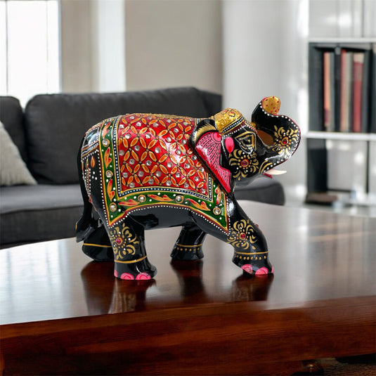 Black & Red Elephant Figurine – Home, Office, Pooja & Gift Décor
