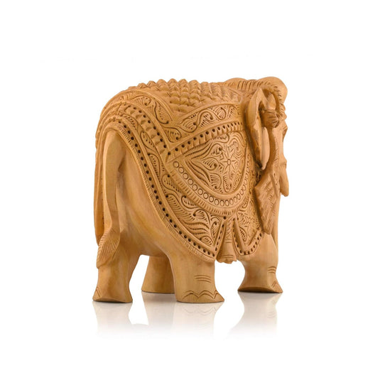 Kadam Wood Elephant Statue – Down Trunk, Vastu Lucky Home Décor