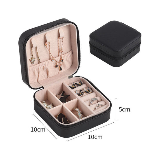 Portable Travel Jewelry Box – Compact Organizer for Rings, Earrings & Necklaces 💍✨