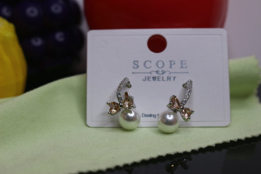 Elegant Bow & Pearl Drop Earrings