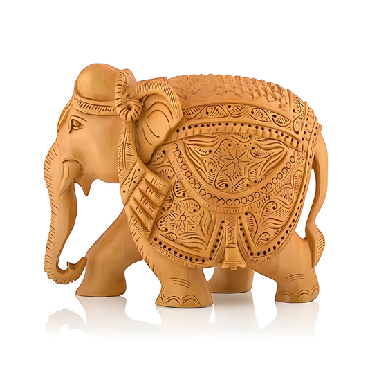 Kadam Wood Elephant Statue – Down Trunk, Vastu Lucky Home Décor