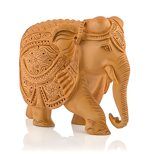 Kadam Wood Elephant Statue – Down Trunk, Vastu Lucky Home Décor