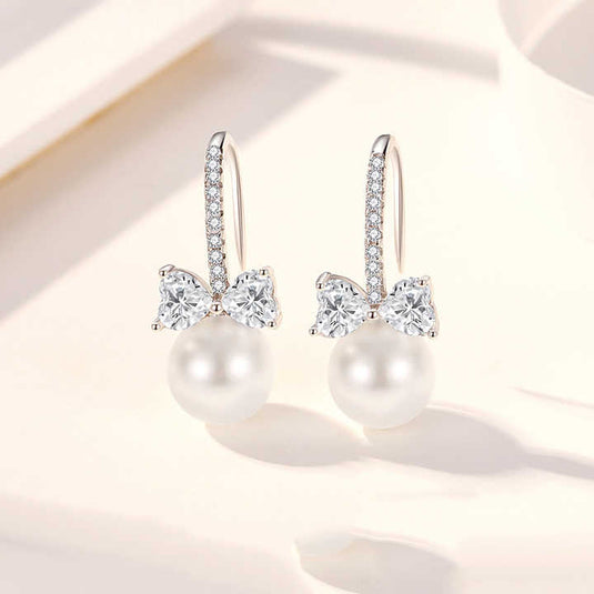 Elegant Bow & Pearl Drop Earrings