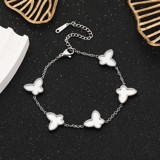 🦋 Silver Butterfly Link Bracelet – Dainty Adjustable Good Luck Jewelry for Women & Girls ✨