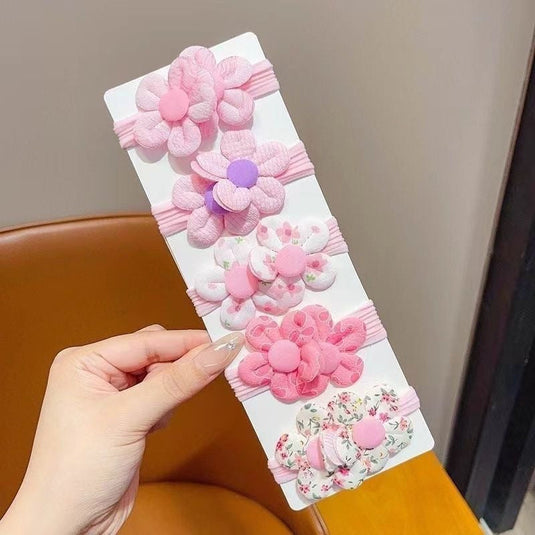 πΈ Pink Flower Hair Bands (Set of 5) β Pastel Daisy Ponytail Bands for Girls & Teens π