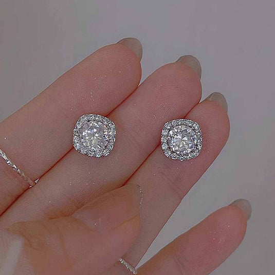 Luxury Sparkle Cushion-Cut Crystal Studs ✨💎