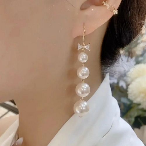 ๐ค Elegant Pearl Bow Drop Earrings โ Luxury Statement Bridal Jewelryโจ
