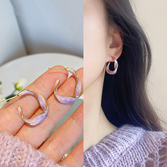 🤍 Classic Ivory Swirl Hoop Earrings ✨