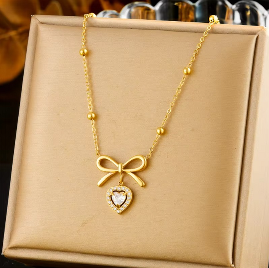 💎 Diamond Bowknot Beads Chain Necklace