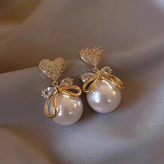 π Diamond Pearl Korean Earrings