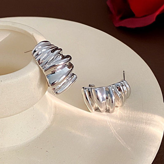 ✨ Silver Chunky Ripple Hoops | Bold Statement Earrings 💎