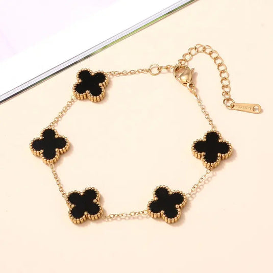 π€ Black Lucky Clover Bracelet