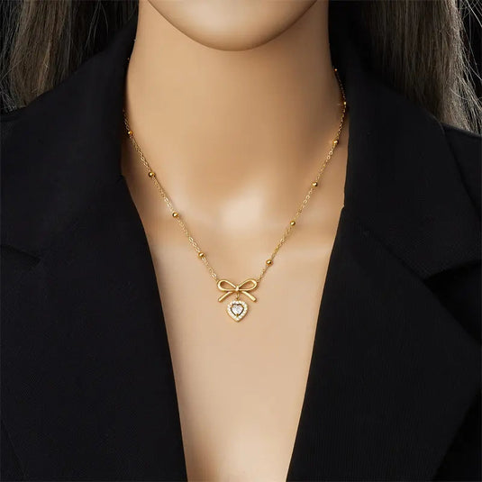 💎 Diamond Bowknot Beads Chain Necklace