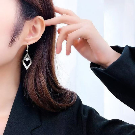 Elegant Geometric Crystal Drop Earrings | Korean Styleβ¨