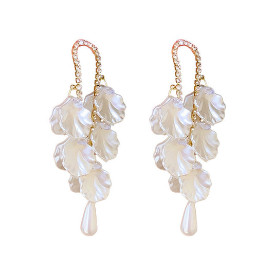 🌸Pearl Flower Shell Long Tassel Earrings