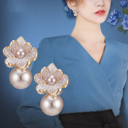 πΈ Elegant Lotus Pearl Drop Earrings
