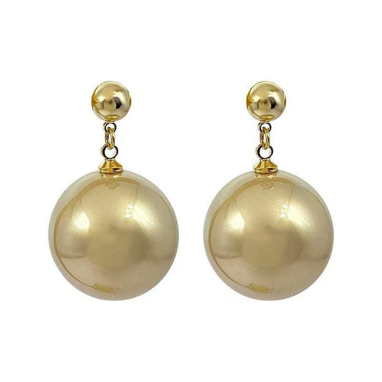 Golden Pearl Ball Drop Earrings ✨💛