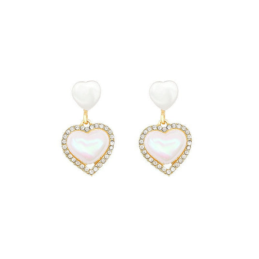 🤍 Opal Heart Drop Earrings – Youthful Sparkle Statement Jewelry for Girls ✨