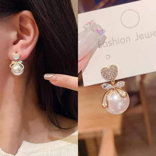 💎 Diamond Pearl Korean Earrings