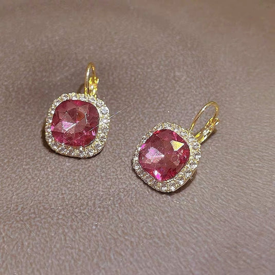 💖 Pink Gem Halo Earrings