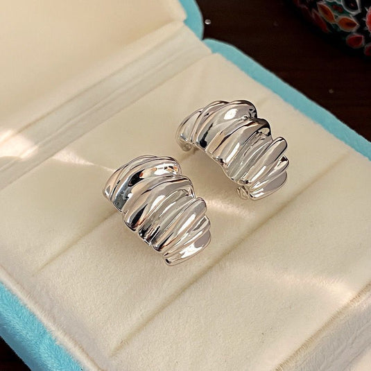 ✨ Silver Chunky Ripple Hoops | Bold Statement Earrings 💎