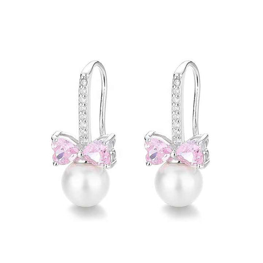 Elegant Bow & Pearl Drop Earrings