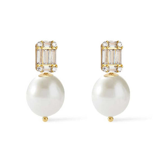 Classic Pearl & Crystal Stud Earrings