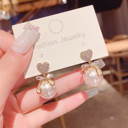 💎 Diamond Pearl Korean Earrings