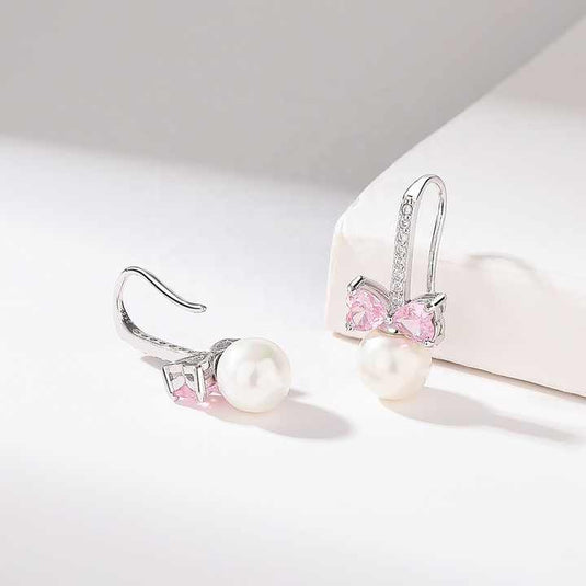 Elegant Bow & Pearl Drop Earrings