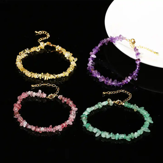 AABHARANA – Natural Gemstone Chips Bracelet | Genuine Crystal Beads | Unisex Jewelry for Women & Men
