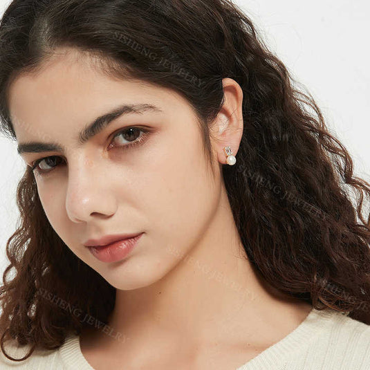 Classic Pearl & Crystal Stud Earrings